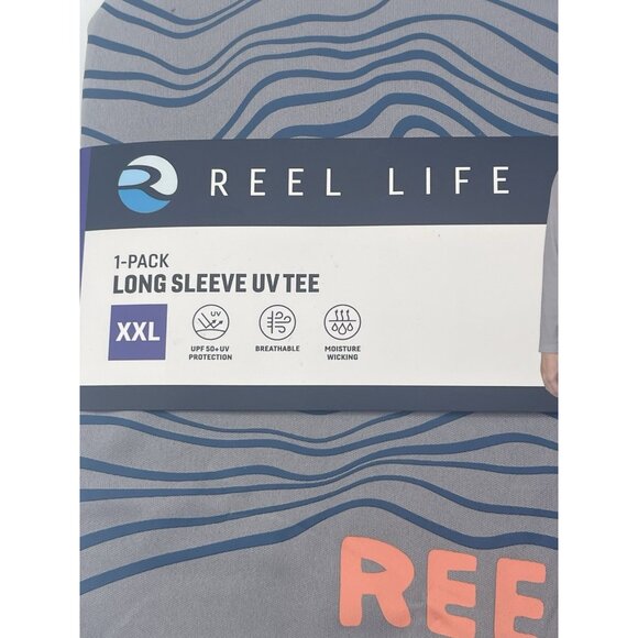 Reel Life Shirt Mens Size XXL 2XL Gray Long Sleeve UPF Sun Protection - Picture 2 of 4